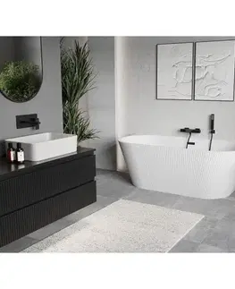 Vane MEXEN/S - Oris voľne stojaca vaňa nástenná reliéf 170 x 80, biela, sifón a prepad čierna 52871708000-70
