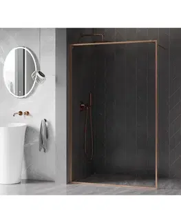 Sprchové dvere MEXEN/S - Kyoto-XF Sprchová zástena WALK-IN s rámom 60 x 202, transparent 10 mm, meď kartáčovaná 800-060-104-65-00-X