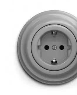 Predlžovacie káble lap - Retro domová zásuvka s rámikom SCHUKO 230V/16A sivá KA0052+KA0111