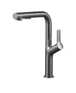 Kúpeľňové batérie KFA - Batéria Duero design, kuchynská, stojaca, s vyberateľnou a otočnou výtokovou armatúrou, PVD gunmetal šedá 6623-220-61