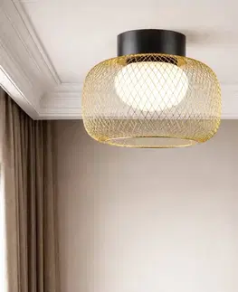 Stropná svetla Lampa sufitowa Sopra 25 czarno złota klosz druciany do salonu GX53