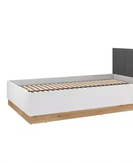 Dvojlôžkové postele Posteľ Torino 120+Rošt Flx 1202 biela/dub castello/grafit