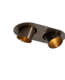 Zapustené svietidlá Zaoblené zapustené bodové svetlo tmavá bronz GU10 35 mm sklopné 2-svetlo - Installa