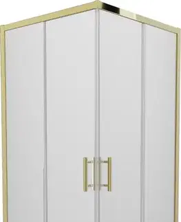 Vane MEXEN/S - Rio sprchovací kút štvorec 90 x 90, dekor, zlato + vanička Rio vrátane výpuste 860-090-090-50-30-4510