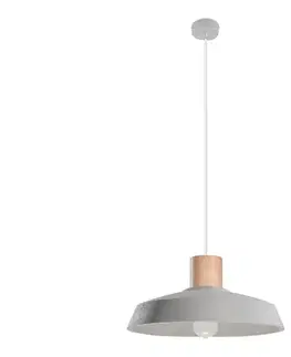 Svietidlá  SL.0282 - Luster na lanku AFRA 1xE27/60W/230V šedá/prírodné drevo SL.0282
