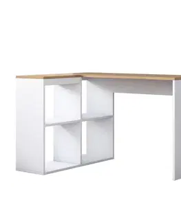 Písacie stoly HELLEN rohový písací stôl, dub/biela