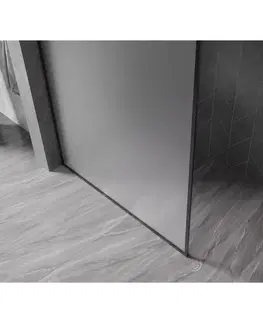 Sprchové dvere MEXEN/S - Kyoto-XF Sprchová zástena WALK-IN s rámom 90 x 202, dekor 10 mm, čierna 800-090-104-70-30-X