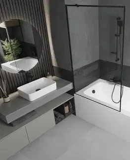 Sprchové dvere MEXEN/S - Vega obdĺžniková vaňa 180 x 80 cm s panelom + vaňová zástena 100, čierna vzor 550118080X9510007070