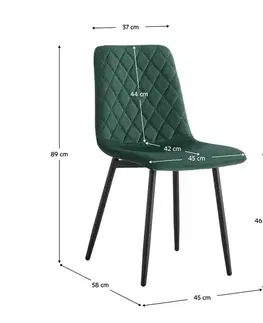 Jedálenské stoličky KONDELA Damia Typ 2 jedálenská stolička smaragdová (Velvet) / čierna