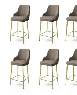 Barové stoličky Bar Stool Set (6 Pieces) Enox - Cappuccino, Gold
