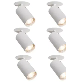 Zapustené svietidlá Sada 6 moderných zapustených bodových svetiel biela GU10 50mm - Chels