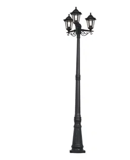 Vonkajšie svietidlá Klasické vonkajšie stĺpikové svietidlo čierne 217 cm IP44 - New Haven Hammered