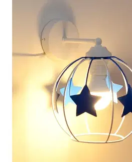 Svietidlá  Detská nástenná lampa STARS 1xE27/15W/230V modrá/biela KK-1385/1 WT+BL