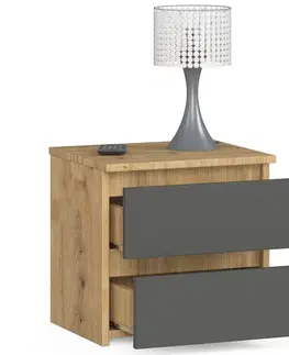 Nočné stolíky Dizajnový nočný stolík CALIN40, dub Artisan / grafit