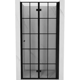 Sprchovacie kúty MEXEN - MIST dverná časť zalamovacia 60x200 cm 6mm čierna, dekor, pravé 8A6-060-000-70-77-P