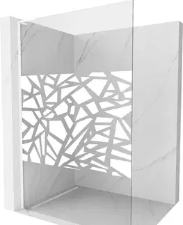 Sprchové dvere MEXEN/S - Kioto L Sprchová zástena WALK-IN 90 x 200, biely vzor, biela 800-090-103-20-85