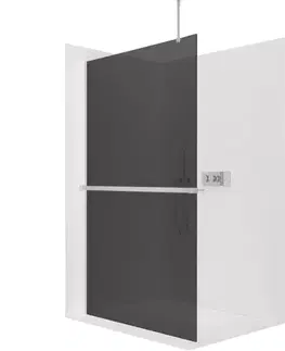 Držadlá k vani CERANO - Sprchová zástěna Walk-in Onyx Top Round L/P - 8 mm - kulatá vzpěra + polička/držák na ručníky - chrom, grafitové sklo - 30x200  CER-8050BD80088