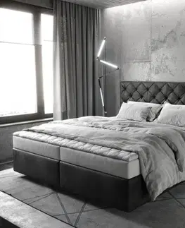 Postele Boxspring DELIFE Boxspring posteľ Dream-Great 180x200 cm mikrovlákno antracitová vintage s matracom a topperom