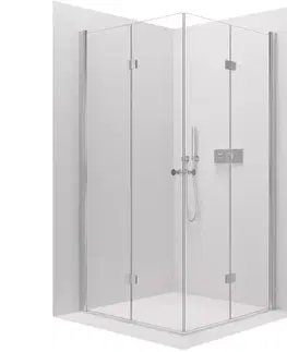 Sprchovacie kúty CERANO - Sprchovací kút Volpe Duo Ľ/P - 6 mm - chróm, transparentné sklo - 80x80x190 - zalamovacie CER-427363