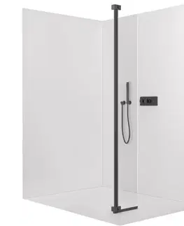 Sprchovacie kúty CERANO - Prídavný otočný panel k sprchovej zástene Onyx - 8 mm - čierna matná, transparentné sklo - 30x200 CER-537352