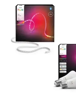 LED osvetlenie Philips - LED RGBW stmievateľný LED pás Hue FLUX 3 m LED/12W/230V + 2× inteligentná žiarovka E27/8,1W P7051+P7036