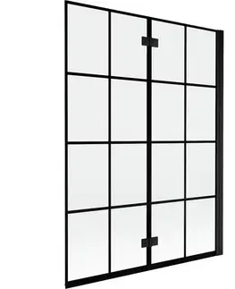 Sprchové dvere MEXEN - MIST vaňová zástena 130x150 cm 6mm 2-s, čierna, dekor, pravá 8A9-130-002-70-77-P