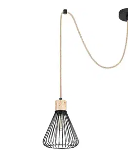 Svietidlá Rabalux 3148 - Luster na lanku FARFALLE 1xE27/40W/230V čierna/buk 3148
