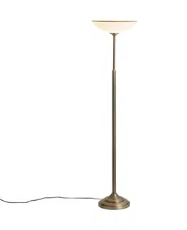 Stojace lampy Klasická stojaca lampa bronzová s opálovým sklom - Katarina