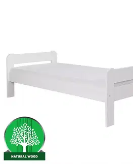 Drevené postele Posteľ Alex 90x200 borovica morená biela