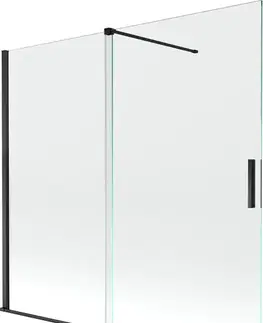 Sprchové dvere MEXEN/S - Velar Dvojkrídlová posuvná vaňová zástena 170 x 150, transparent, čierna 896-170-000-01-70