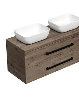 Kúpeľňový nábytok Kúpeľňová skrinka s čiernou úchytkou a krycou doskou SAT Cube Way 120x47,5x46 cm dub Wellington mat CUBE46C1203DW45 CUBE46C1203DW45