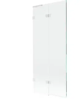 Sprchové dvere MEXEN/S - Lunar L vaňová zástena 2-krídlová ľavá 80 x 150, transparent, biela 897L-080-100-20-00-L