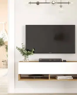 TV stolíky Závesný TV stolík FREY 13, farba borovica + biela