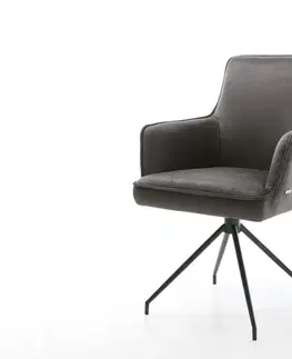 Jedálenské stoličky DELIFE Otočná jedálenská stolička Heira-Flex s opierkami mikrovlákno antracit vintage krížová podstava zúžená čierna otočná o 180° vrecková pružina