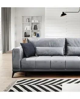 Pohovky a gauče KONDELA Grace Big Sofa rozkladacia pohovka s úložným priestorom svetlosivá / sivá