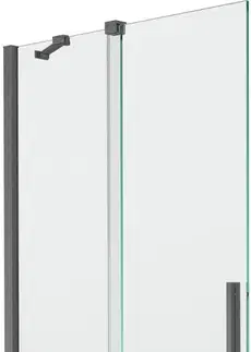 Sprchové dvere MEXEN/S - Velar Dvojkrídlová posuvná vaňová zástena 90 x 150, transparent, šedá kartáčovaná 896-090-000-01-66