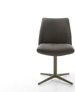 Jedálenské stoličky DELIFE Otočná jedálenská stolička Elso-Flex mikrovlákno antracit vintage podstava titánový efekt 360° otočný vrecková pružina