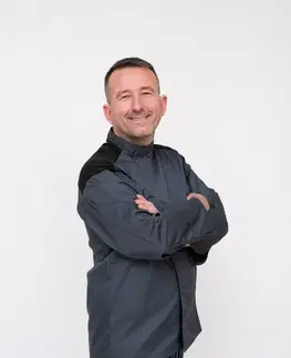 Pánske košele EGOCHEF Kuchársky rondon EGOchef CONVOY - sivý s výložkou - dlhý rukáv S