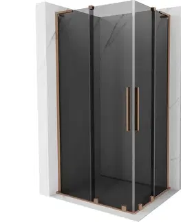 Sprchovacie kúty MEXEN/S - Velar L Duo sprchovací kút, posuvné dvere 90 x 80, grafit, meď kartáčovaná 871-090-080-02-43-65