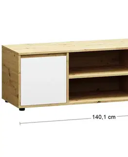 TV stolíky NABBI Norman TV-E-2D tv stolík biela / dub wotan