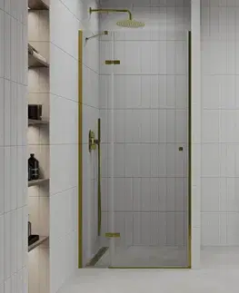 Sprchovacie kúty MEXEN - Roma sprchové dvere krídlové 120, transparent, zlatý sa stenovým profilom 854-120-000-50-00