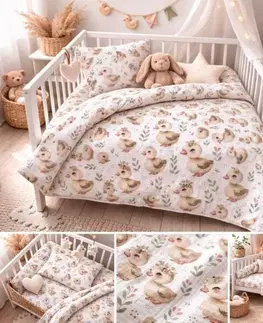 Obliečky Mušelínové obliečky Kačičky TiaHome - Detský set 130x90cm + 65x45cm