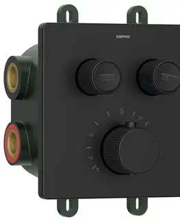 Kúpeľňové batérie SAPHO - SMART SELECT podomietková termostatická sprchová batéria, box, 2 výstupy, čierna mat RP042B