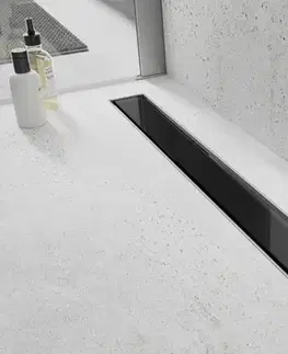 Sprchovacie kúty MEXEN/S - Flat MGB odtokový žľab 100 cm čierna sklo 1026100-15