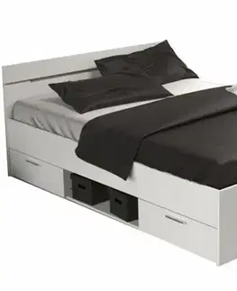 Postele KONDELA Michigan New 140 posteľový rám s úložným priestorom biela