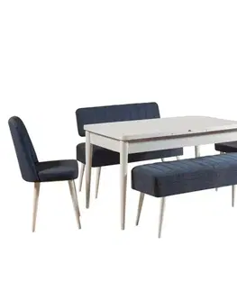 Jedálenské sety Jedálenský set s rozkladacím stolom a stoličkami (5 kusov) Vina 1048 - 4 - White, Dark Blue