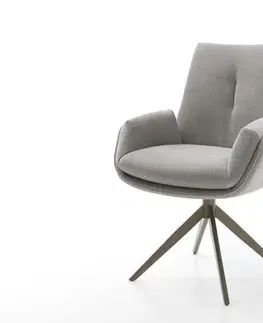 Jedálenské stoličky DELIFE Jedálenská stolička Clea-Flex štruktúrovaná látka mäkký sivá krížová podstava široká titánová farba 360° otočný hojdacia funkcia