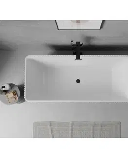 Vane MEXEN/S - Nila voľne stojaca vaňa reliéf 170 x 75, biela/čierna, sifón a prepad čierna 52841708075-70