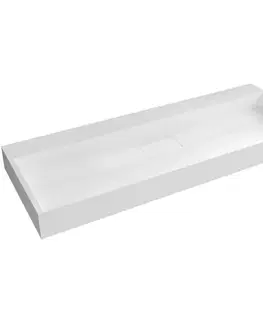 Umývadlá CERANO - Umývadlo z liateho mramoru Vita - nástenné aj na dosku - biela matná - 120x46 CER-8050BD6937