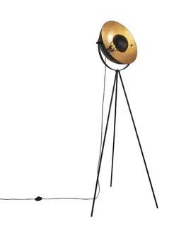 Stojace lampy Stojaca lampa čierna so zlatom 42 cm nastaviteľný trojnohý stojan - Magnax